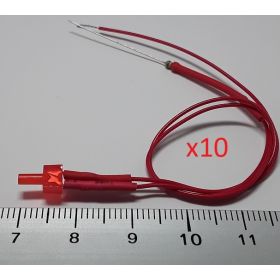 Led canon long 2mm rouge diffusant - par sachet de 10