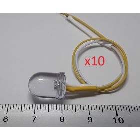 Led 10mm blanc chaud  - par sachet de 10