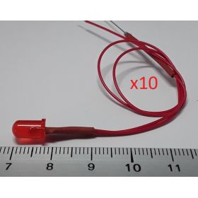 Led 5mm rouge diffusant clignotante - par sachet de 10